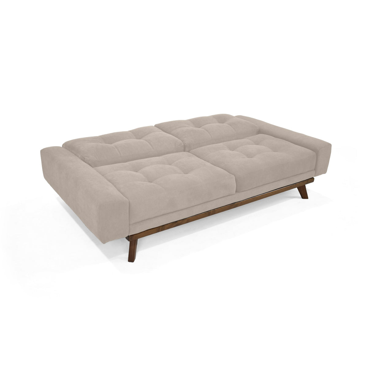 Sofá Cama Suiza Taupe Dorsey y Matiz Caoba 200x81cm de Tres Puestos Reclinable con Apoya Brazos