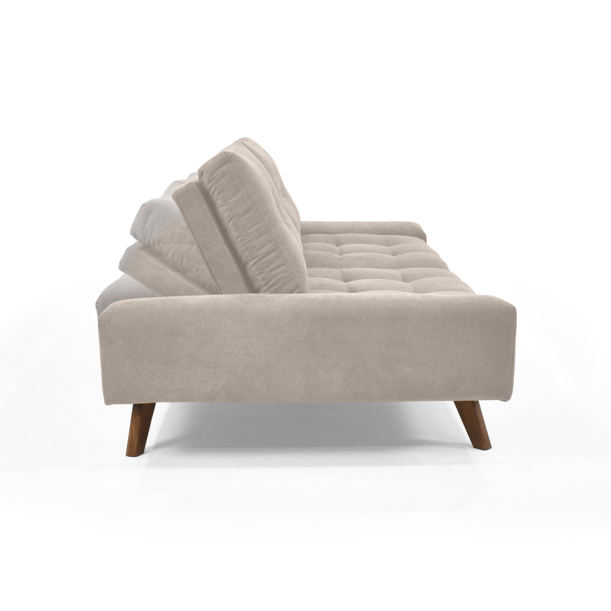Sofá Cama Suiza Taupe Dorsey y Matiz Caoba 200x81cm de Tres Puestos Reclinable con Apoya Brazos