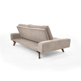 Sofá Cama Suiza Taupe Dorsey y Matiz Caoba 200x81cm de Tres Puestos Reclinable con Apoya Brazos