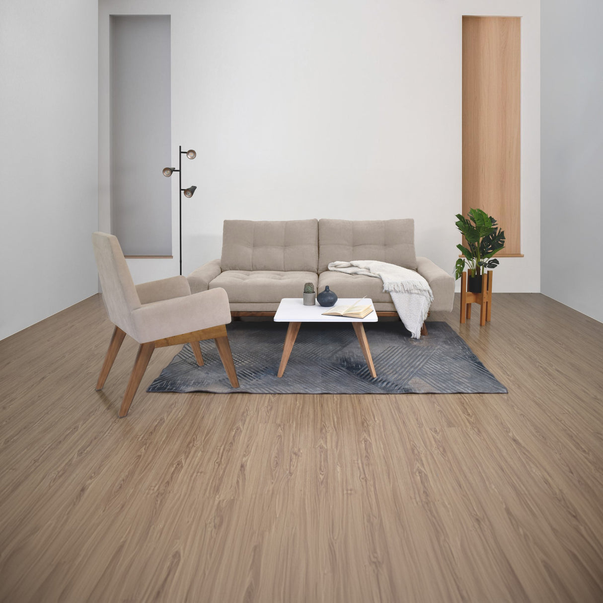 Sofá Cama Suiza Taupe Dorsey y Matiz Caoba 200x81cm de Tres Puestos Reclinable con Apoya Brazos