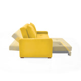 Sofá Cama Torino Mostaza Denver y Matiz Caoba 147x87cm de Dos Puestos con Apoya Brazos