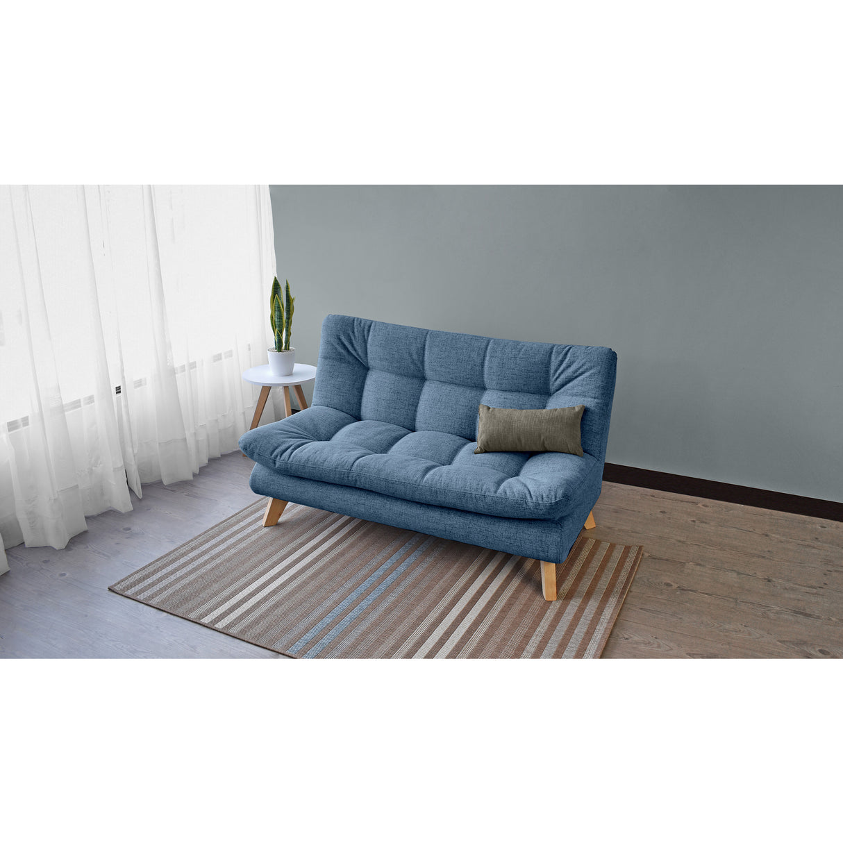 Sofá Toulouse Índigo Dicosta y Matiz Natural 140x80cm de Dos Puestos sin Apoya Brazos