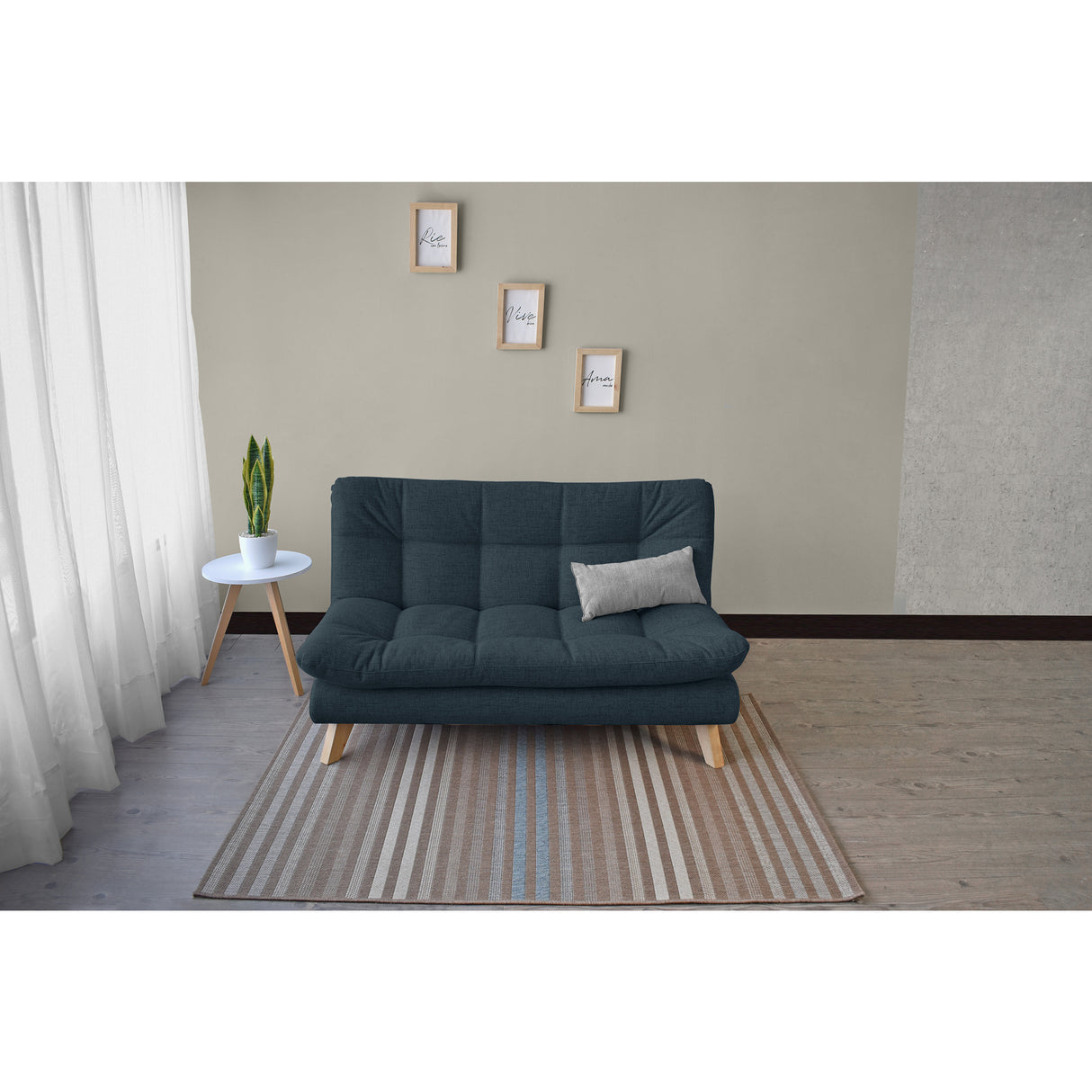 Sofá Toulouse Plomo Eureka y Matiz Natural 140x80cm de Dos Puestos sin Apoya Brazos