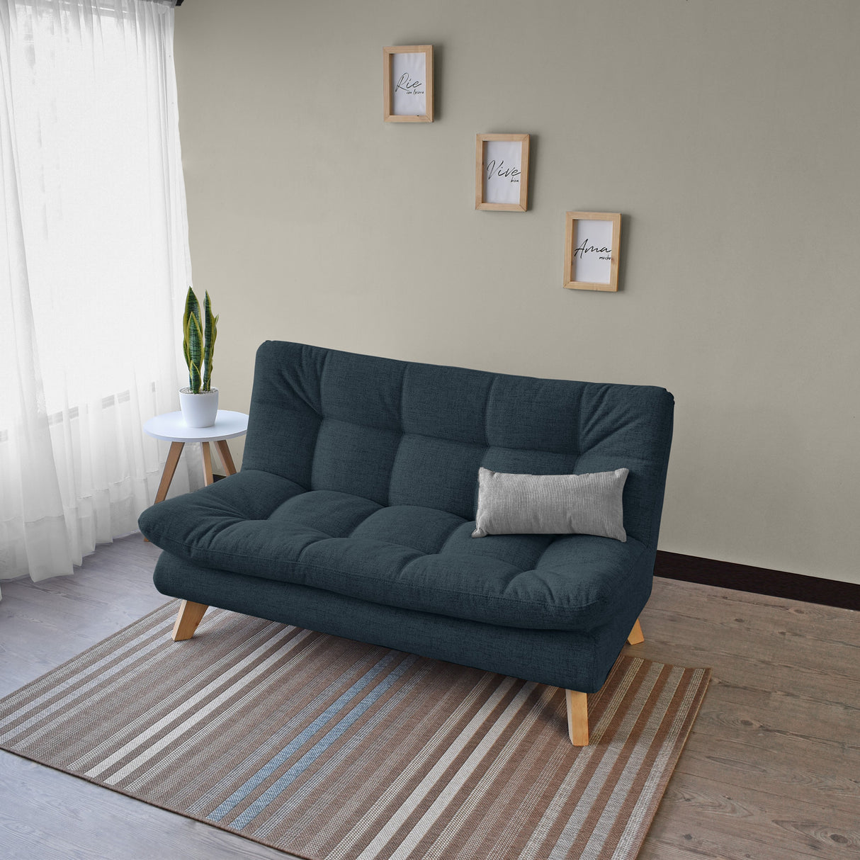 Sofá Toulouse Plomo Eureka y Matiz Natural 140x80cm de Dos Puestos sin Apoya Brazos