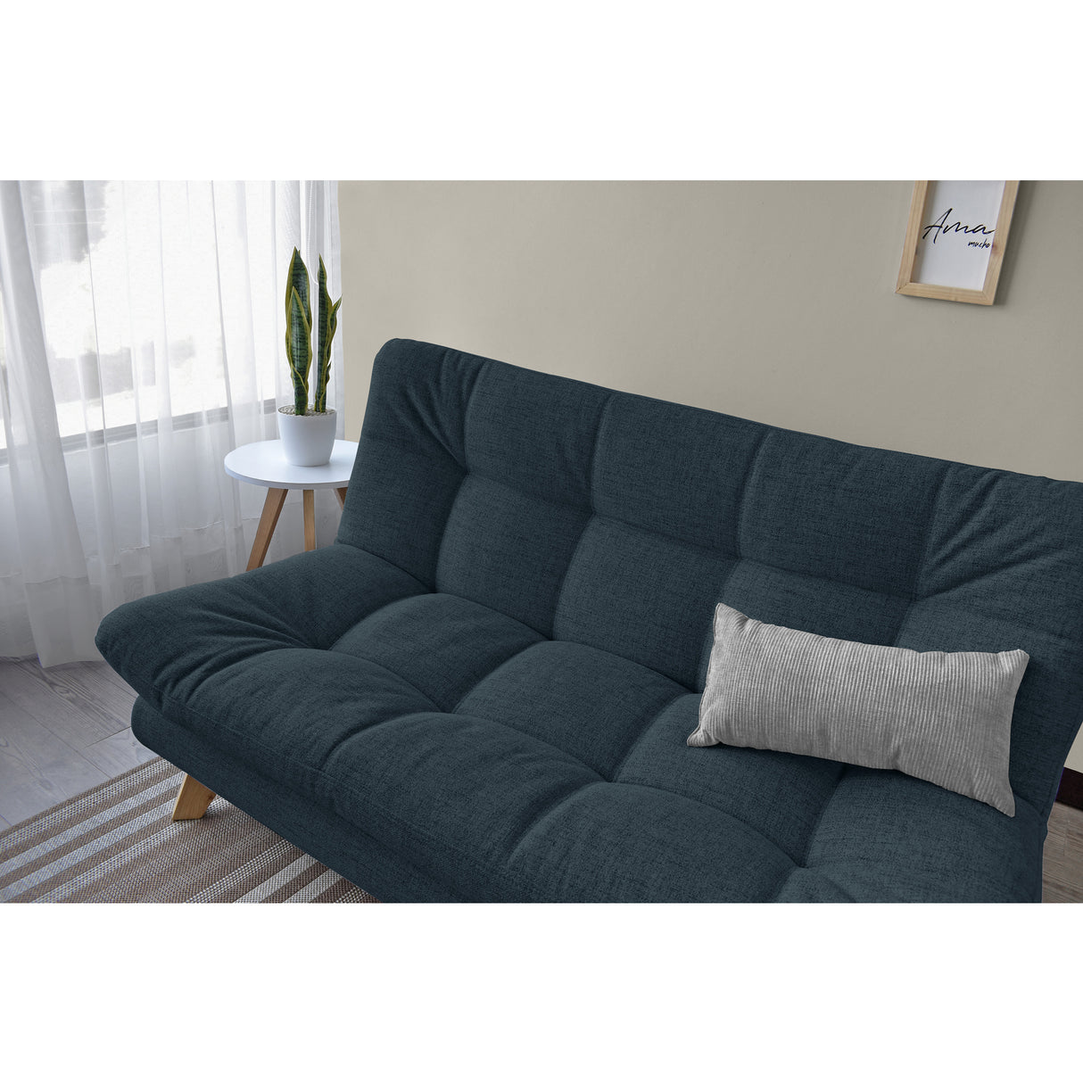 Sofá Toulouse Plomo Eureka y Matiz Natural 140x80cm de Dos Puestos sin Apoya Brazos