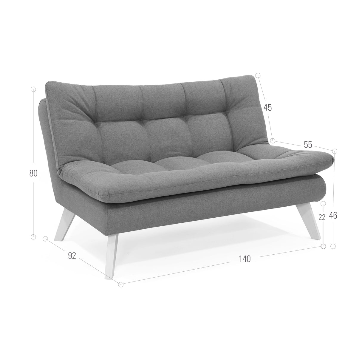 Sofá Toulouse Taupe Dicosta y Matiz Natural 140x80cm de Dos Puestos sin Apoya Brazos