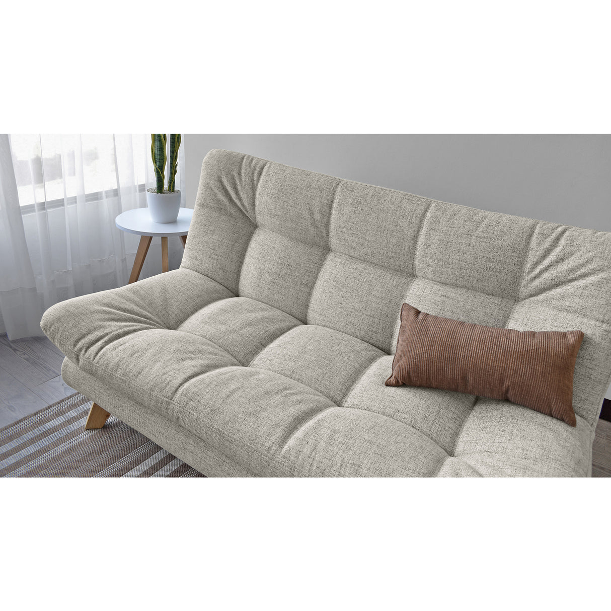 Sofá Toulouse Taupe Dicosta y Matiz Natural 140x80cm de Dos Puestos sin Apoya Brazos