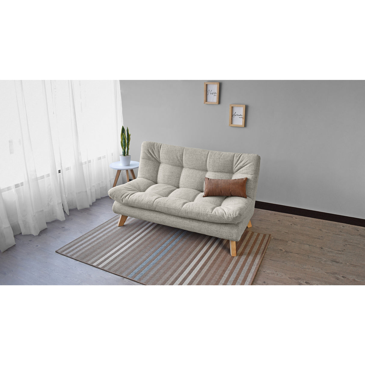 Sofá Toulouse Taupe Dicosta y Matiz Natural 140x80cm de Dos Puestos sin Apoya Brazos