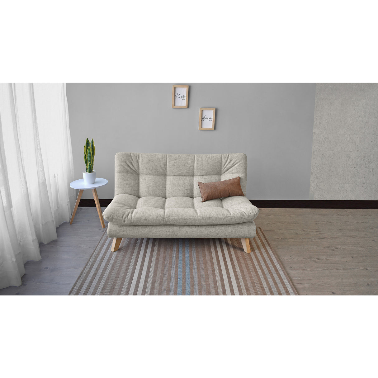 Sofá Toulouse Taupe Dicosta y Matiz Natural 140x80cm de Dos Puestos sin Apoya Brazos