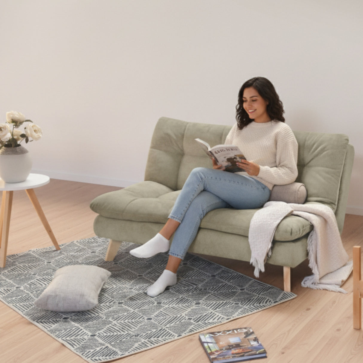 Sofá Toulouse Taupe Dorsey y Matiz Natural 140x80cm de Dos Puestos sin Apoya Brazos
