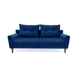 Sofá Verge Azul Denver y Matiz Caoba 190x90cm de Tres Puestos con Apoya Brazos