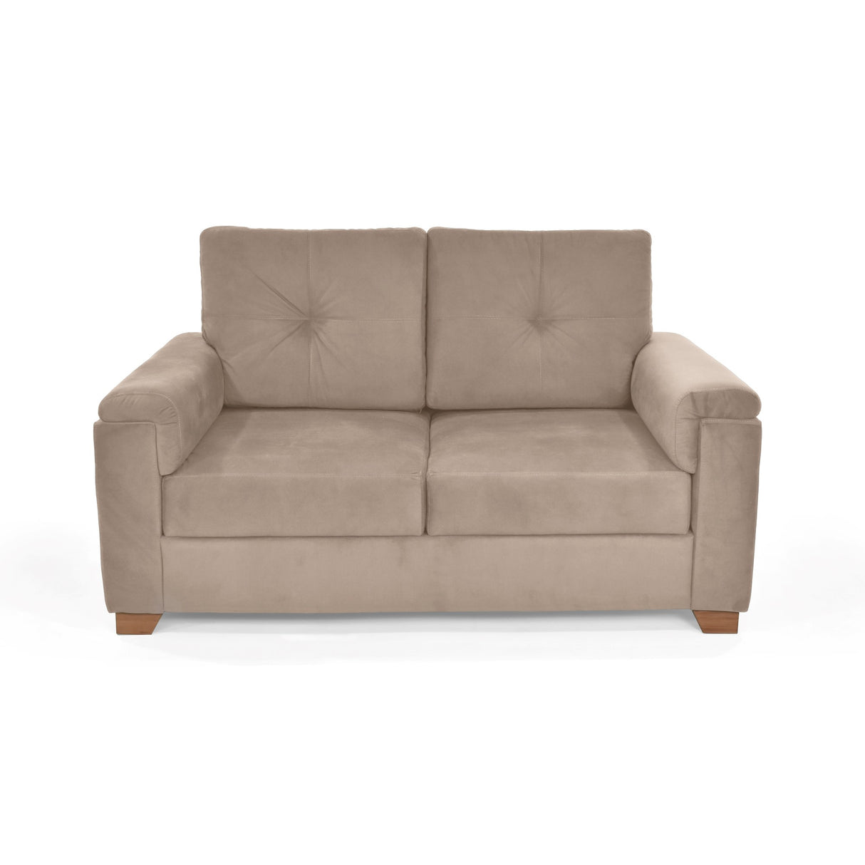 Sofá Zamora Taupe Denver y Matiz Caoba 150x85cm de Dos Puestos con Apoya Brazos