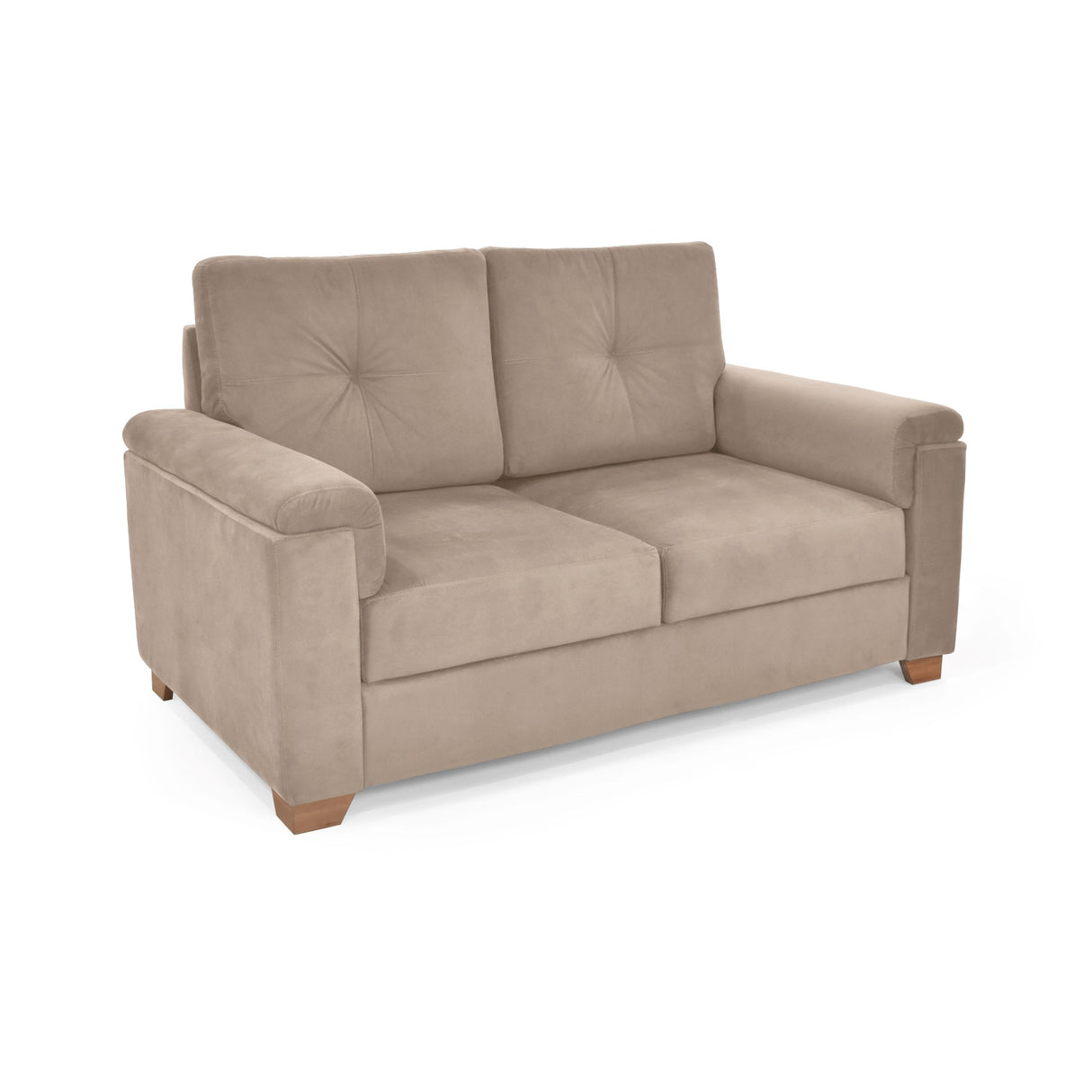 Sofá Zamora Taupe Denver y Matiz Caoba 150x85cm de Dos Puestos con Apoya Brazos