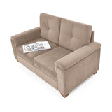 Sofá Zamora Taupe Denver y Matiz Caoba 150x85cm de Dos Puestos con Apoya Brazos