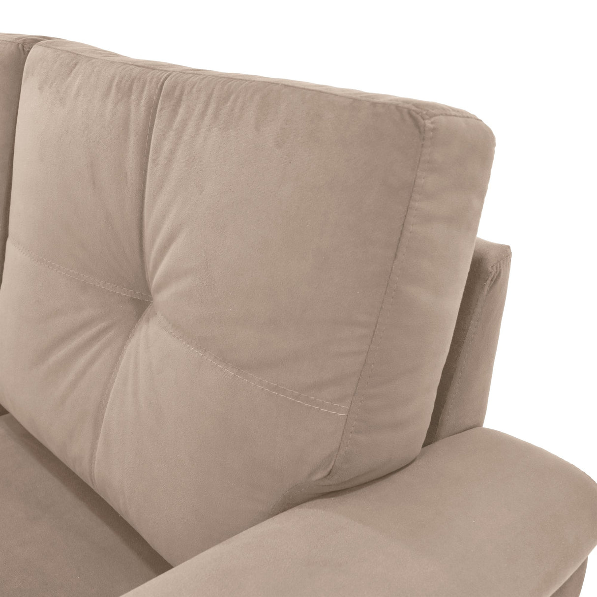 Sofá Zamora Taupe Denver y Matiz Caoba 150x85cm de Dos Puestos con Apoya Brazos