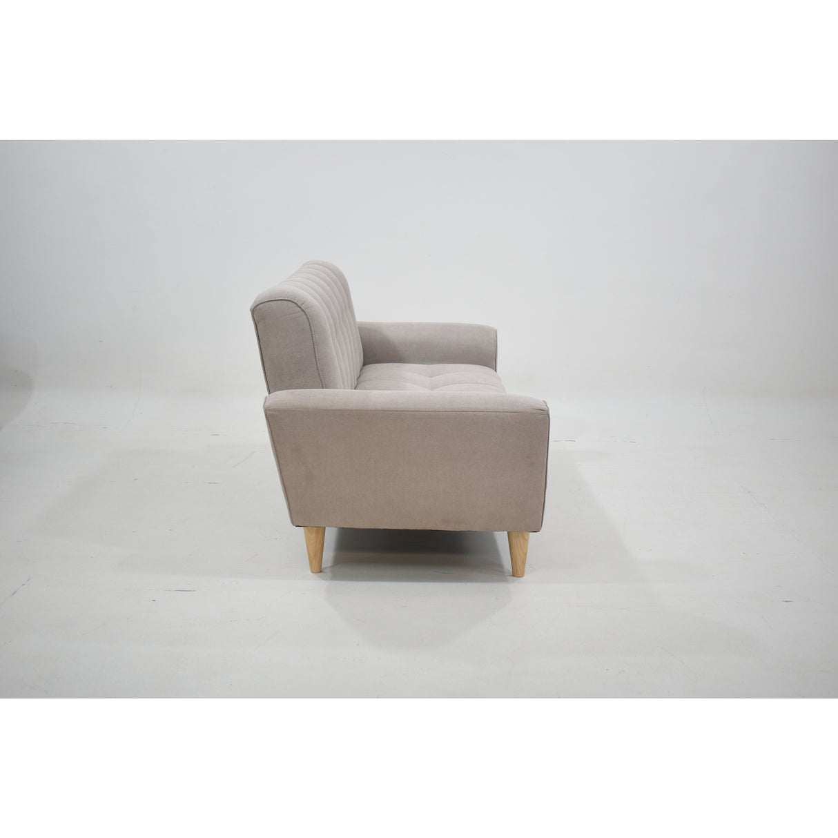 Sofá Zen Taupe Dorsey y Matiz Natural 187x88cm de Tres Puestos con Apoya Brazos