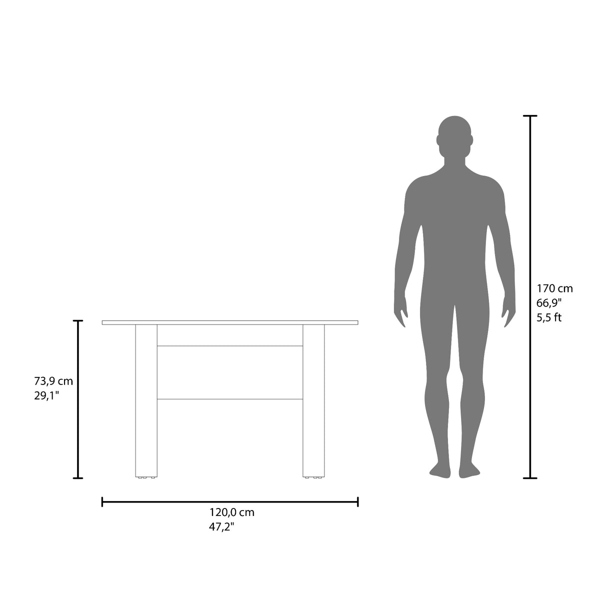 Mesa de Comedor Classic Positano 120x73.9cm Rectangular de Cuatro Puestos sin Sillas