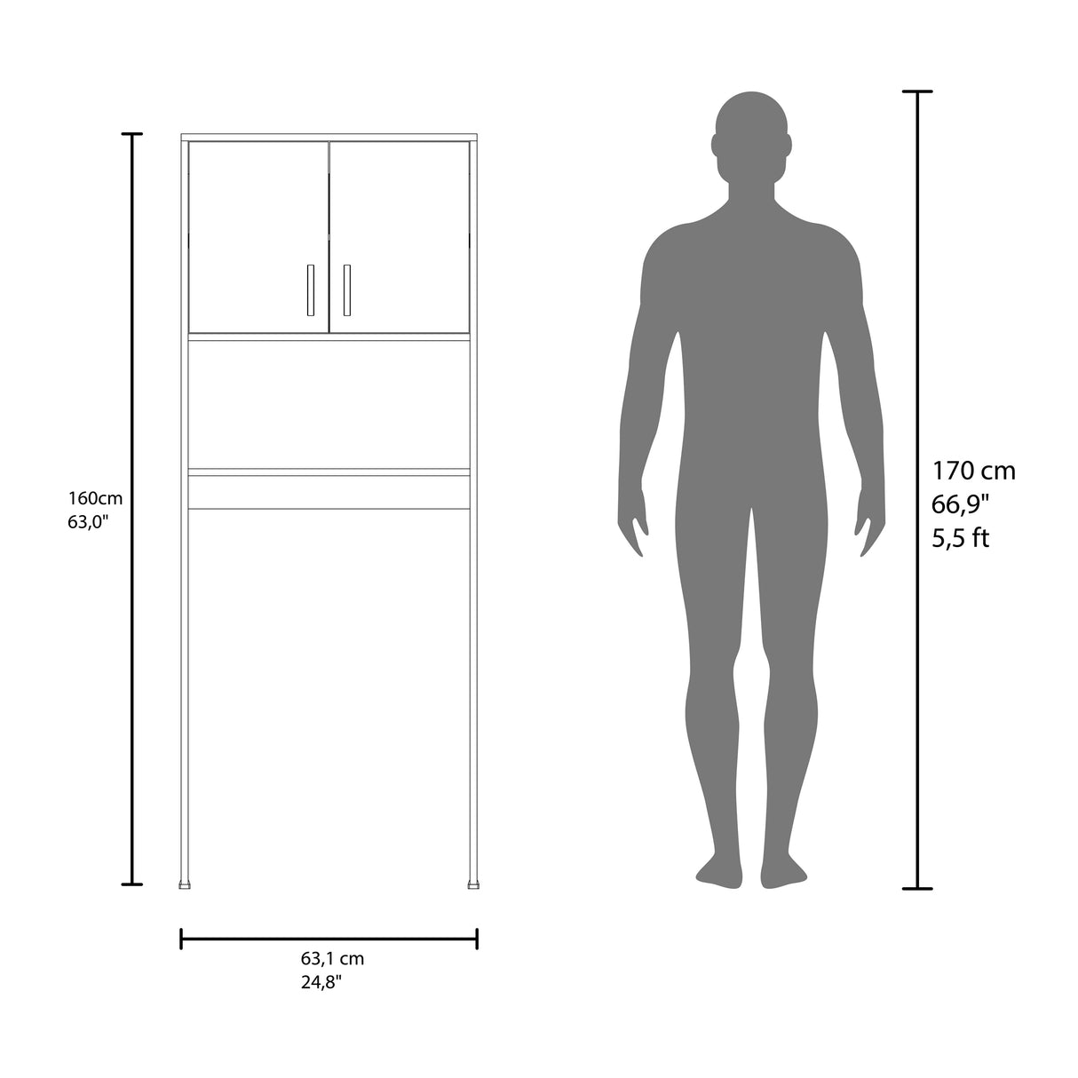 Optimizador de Baño Bath Blanco 63.1x160cm con Dos Entrepaños