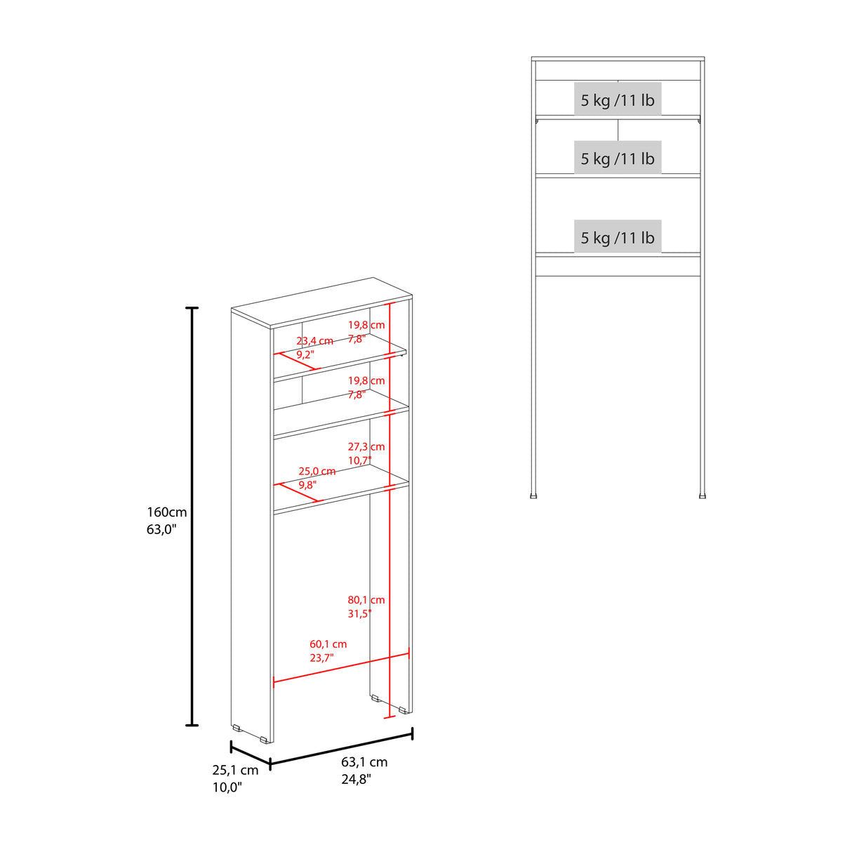Optimizador de Baño Bath Blanco 63.1x160cm con Dos Entrepaños