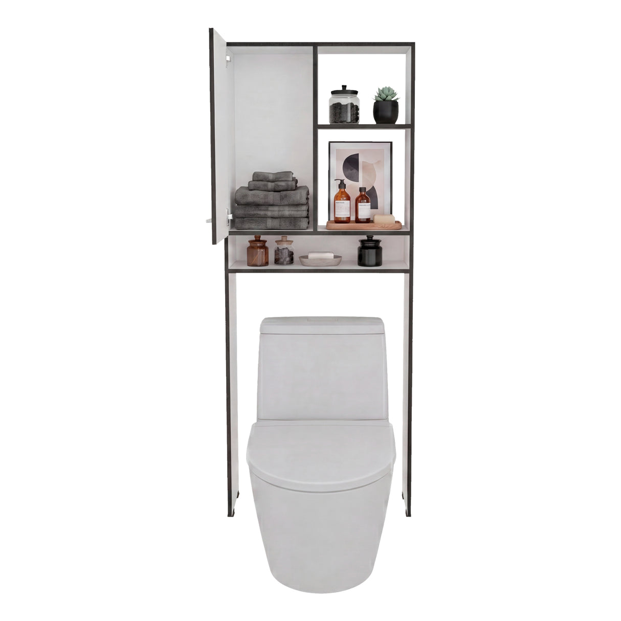 Optimizador de Baño Bath Wengue y Blanco 63.1x160.8cm con Dos Entrepaños
