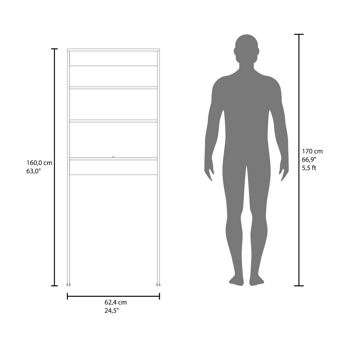 Optimizador de Baño Madrid Fresno 62.4x160cm con Un Entrepaño