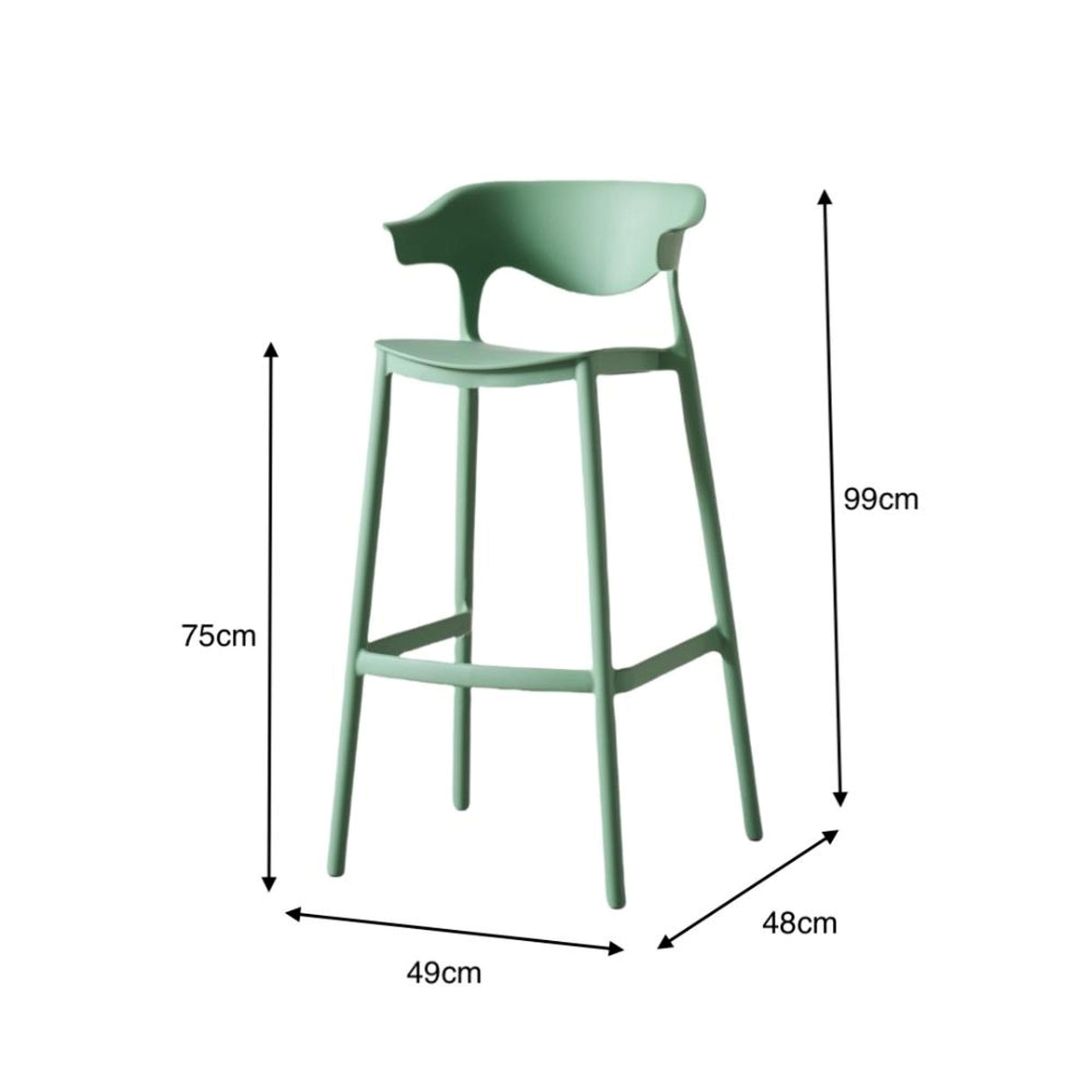 Silla Bar para Exteriores Elena Oliva 49x99cm sin Apoya Brazos y con Espaldar