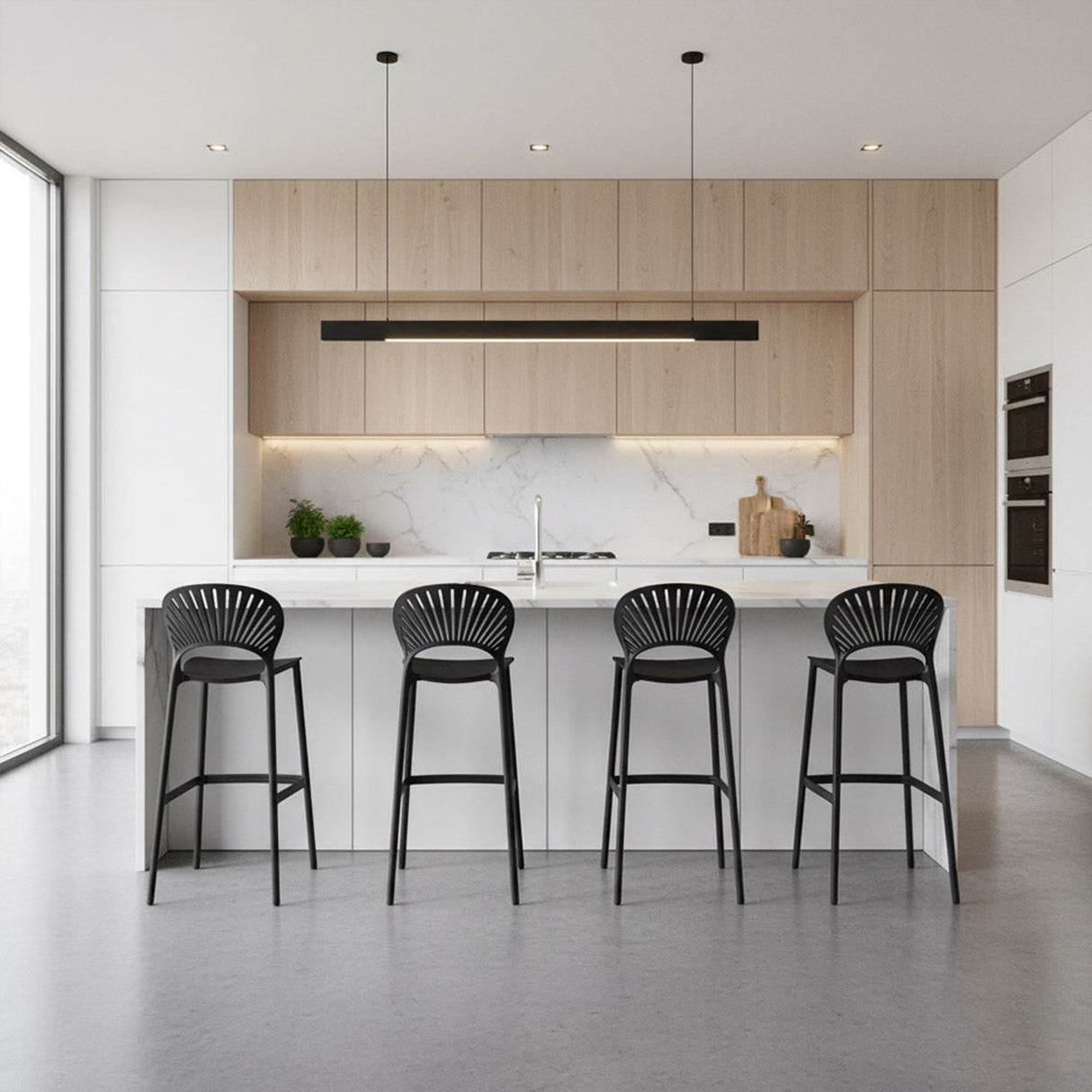 Silla Bar para Exteriores Paraiso Negro 49x105cm sin Apoya Brazos y con Espaldar