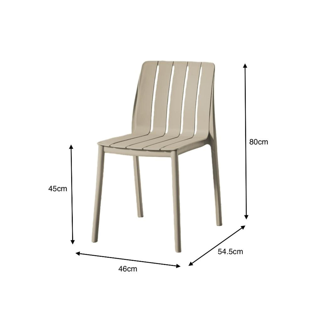 Silla para Exteriores Alice Taupe 46x80cm sin Apoya Brazos y con Espaldar