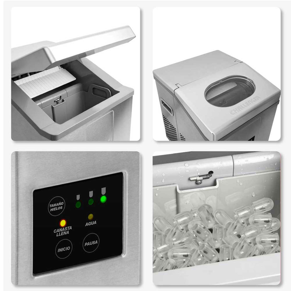 Fabricador de Hielo Challenger Gris 36x41.4cm 110 Voltios con Tres Funciones Preconfiguradas