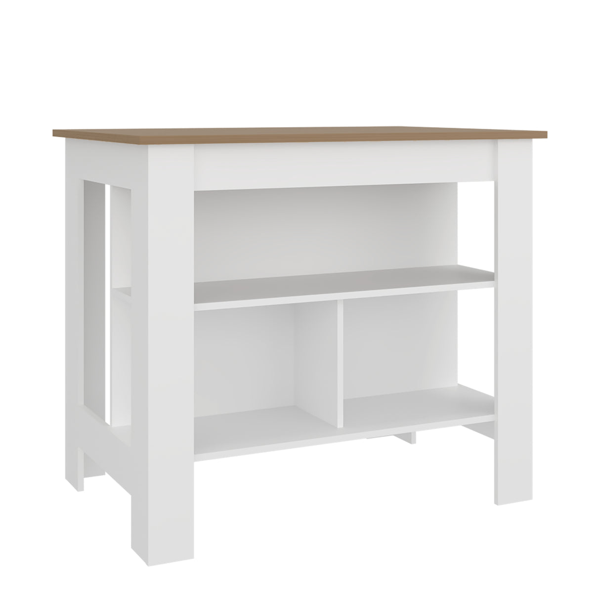 Isla de Cocina Cala Blanco Fresno 103x90cm con Un Entrepaño y Tres Compartimientos