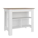 Isla de Cocina Cala Blanco Fresno 103x90cm con Un Entrepaño y Tres Compartimientos