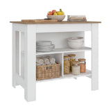 Isla de Cocina Cala Blanco Fresno 103x90cm con Un Entrepaño y Tres Compartimientos