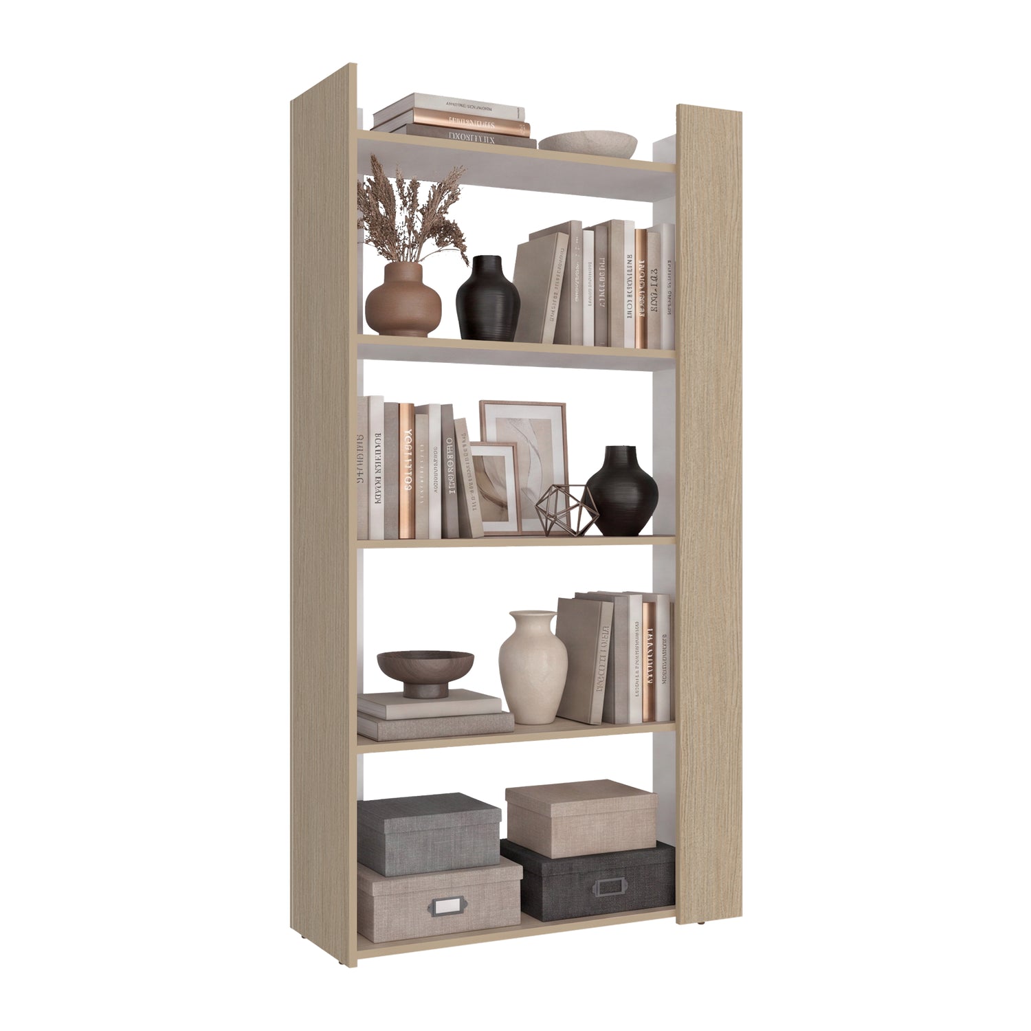 Biblioteca Sara Cartagena y Blanco 83.2x161.1cm Rectangular con Cuatro Compartimientos