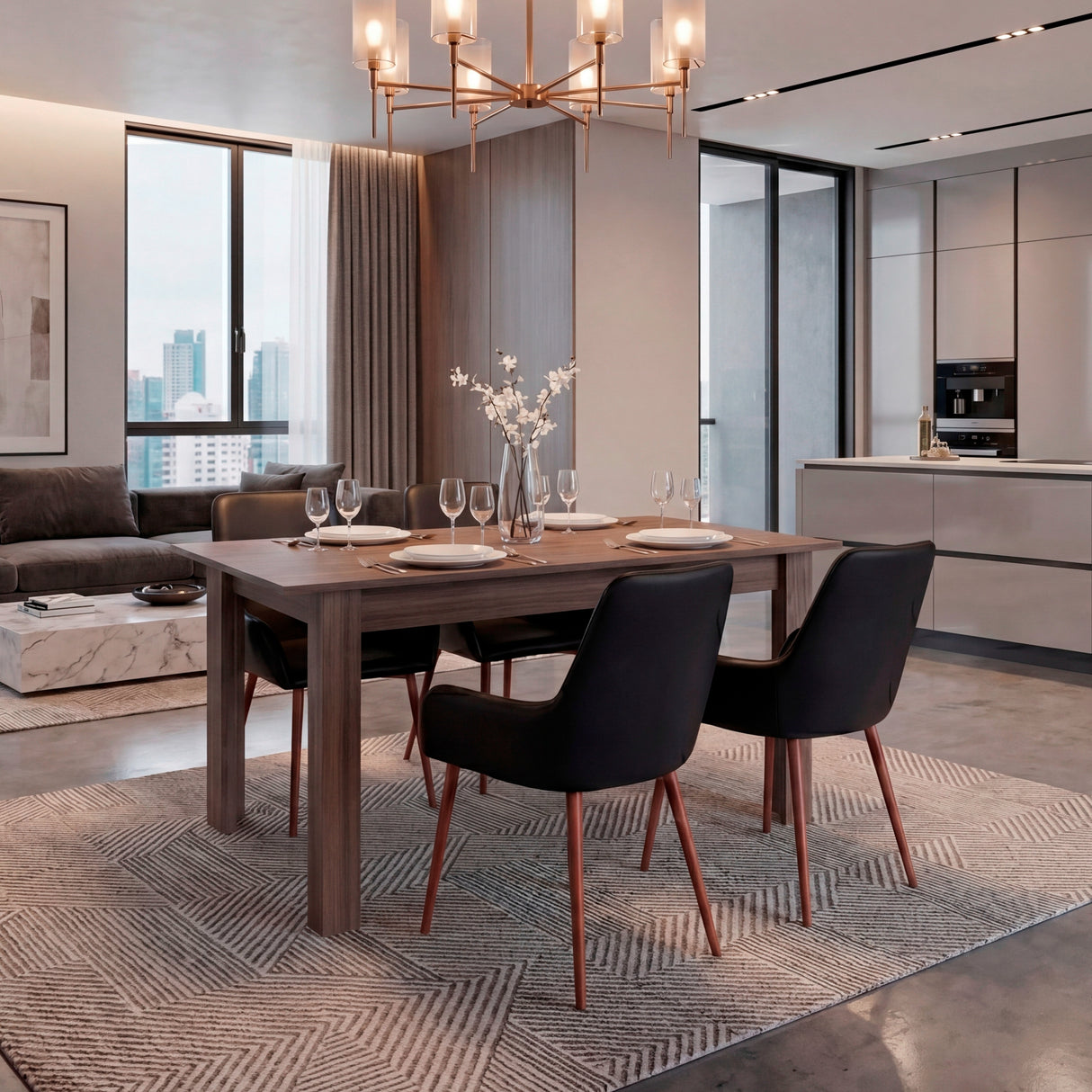 Mesa de comedor Portofino Avellana 160x75.6cm Rectangular de Cuatro Puestos sin Sillas