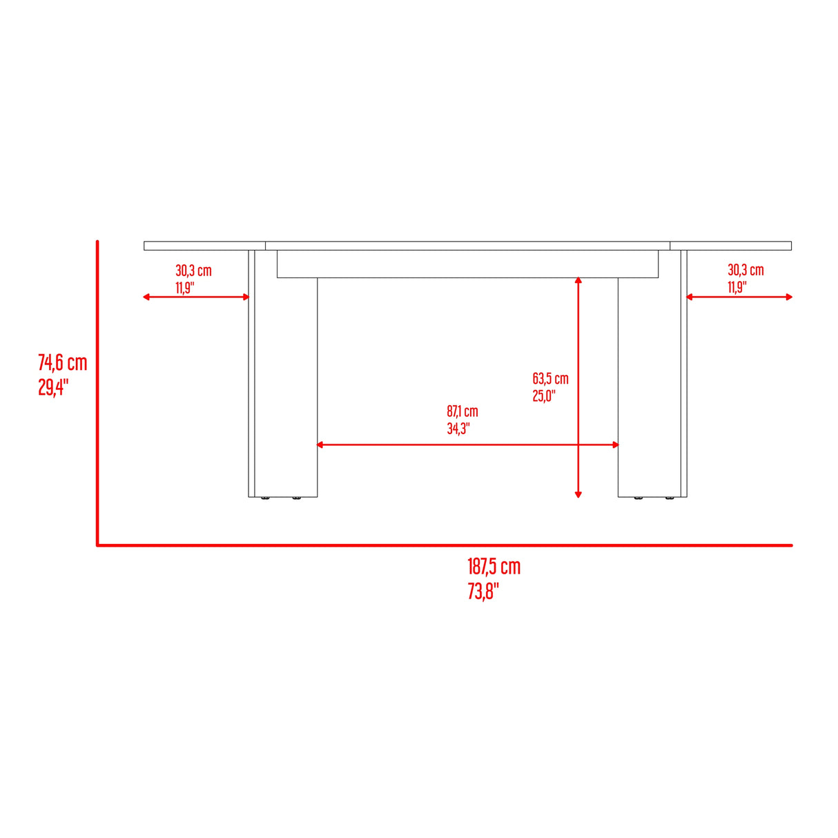 Mesa de comedor Ted Fresno Europeo 187.5x74.6cm Ovalado de Seis Puestos sin Sillas