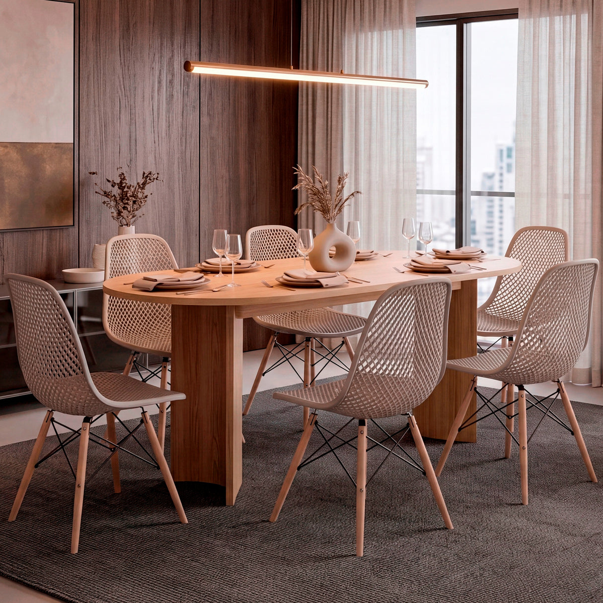 Mesa de comedor Ted Fresno Europeo 187.5x74.6cm Ovalado de Seis Puestos sin Sillas