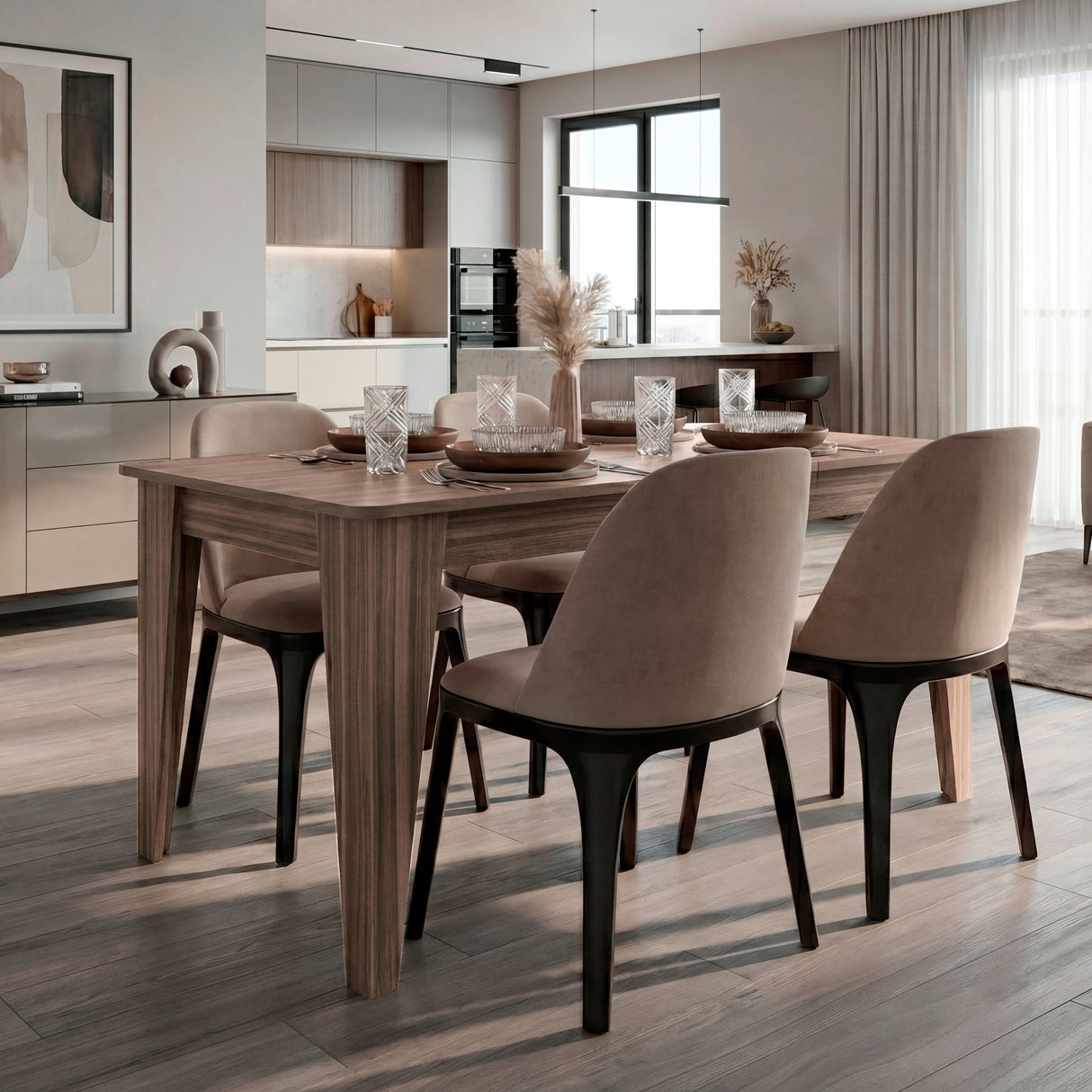 Mesa de comedor Torino Avellana 160x74cm Rectangular de Cuatro Puestos sin Sillas