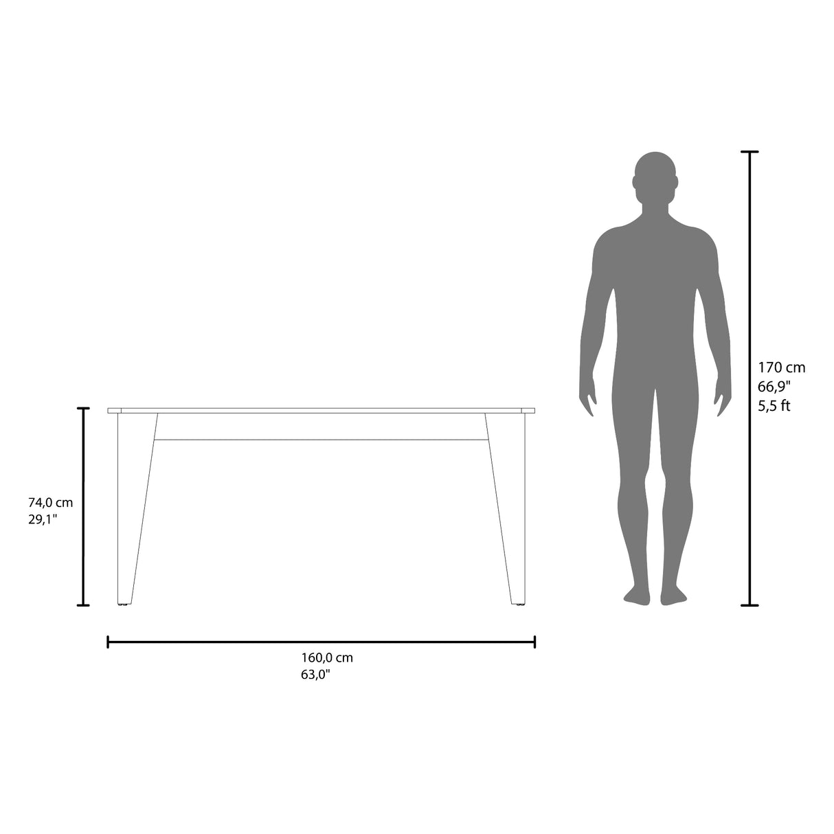 Mesa de comedor Torino Positano 160x74cm Rectangular de Cuatro Puestos sin Sillas