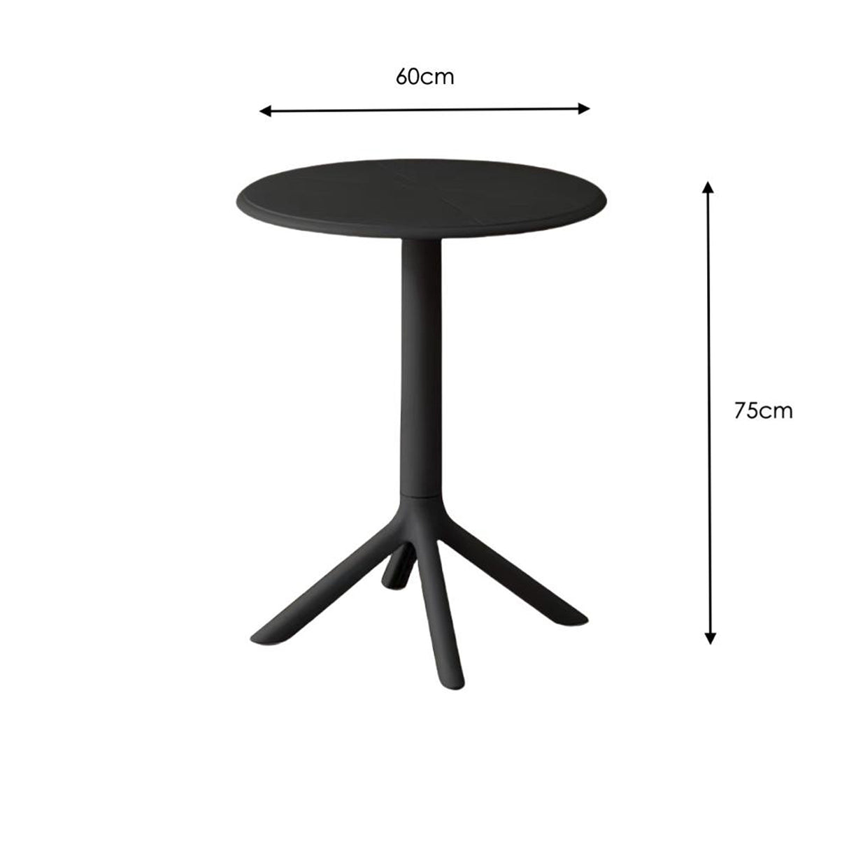 Mesa Exterior Negro 60x75cm Circular de Dos Puestos sin Sillas y Apto para Intemperie