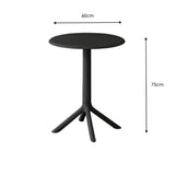 Mesa Exterior Negro 60x75cm Circular de Dos Puestos sin Sillas y Apto para Intemperie