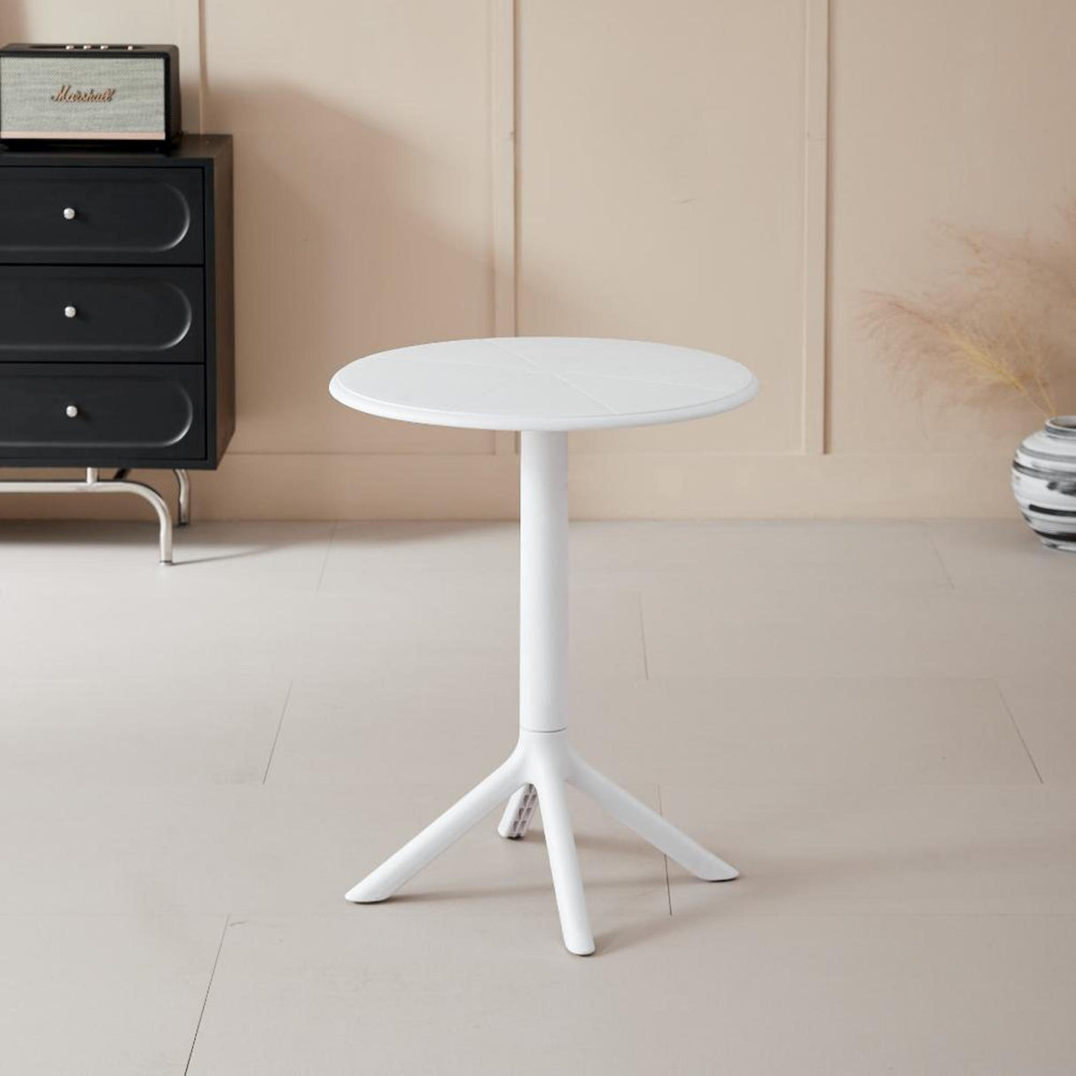Mesa Exterior Blanco 60x75cm Circular de Dos Puestos sin Sillas y Apto para Intemperie