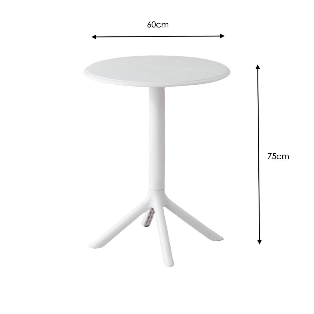 Mesa Exterior Blanco 60x75cm Circular de Dos Puestos sin Sillas y Apto para Intemperie