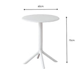 Mesa Exterior Blanco 60x75cm Circular de Dos Puestos sin Sillas y Apto para Intemperie