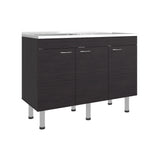 Mueble Inferior de Cocina Oceana Wengue 120x90cm con Mesón de Acero Inoxidable Lado Izquierdo con Un Entrepaño y sin Estufa