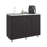Mueble Inferior de Cocina Napoles Wengue 120x90cm con Mesón de Acero Inoxidable Lado Izquierdo con Dos Entrepaños y sin Estufa
