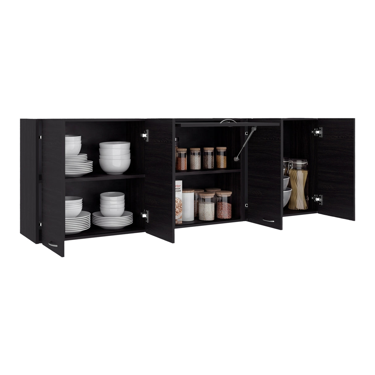 Mueble Superior de Cocina Ocena Wengue 180x60cm con Cinco Puertas