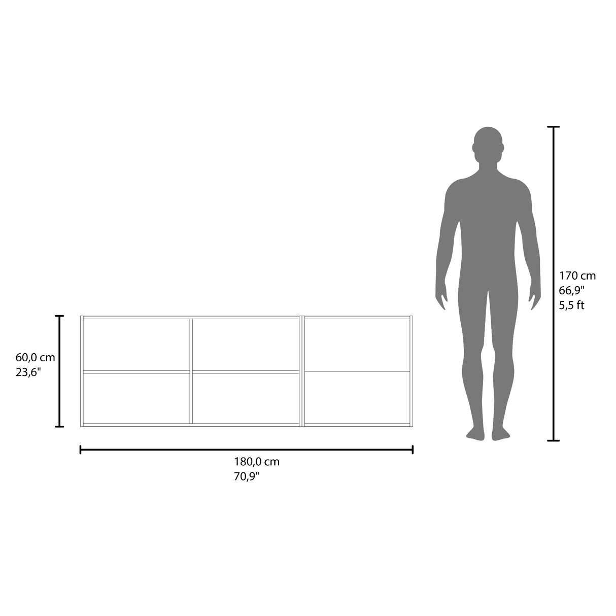 Mueble Superior de Cocina Ocena Wengue 180x60cm con Cinco Puertas