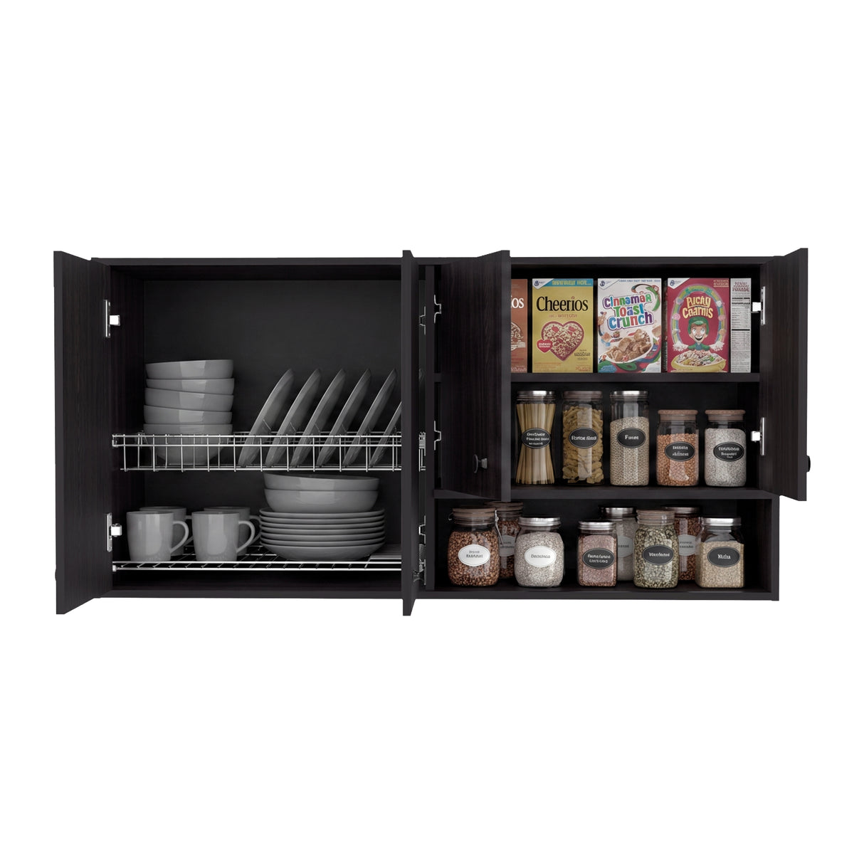 Mueble Superior de Cocina Napoles Wengue 120x60cm con Cuatro Puertas y con Locero