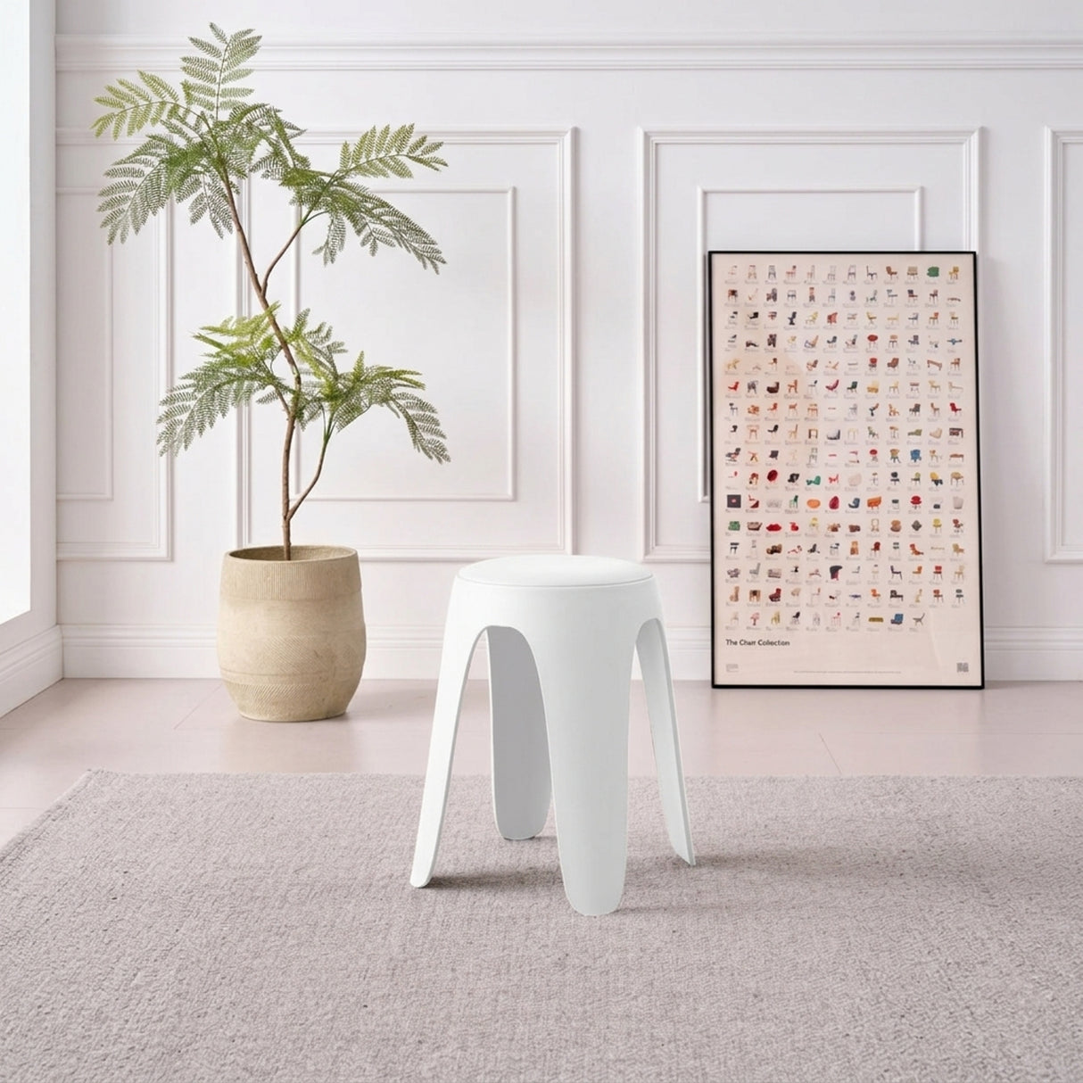 Silla para Exteriores Else Blanco 34x46.5cm Apilable sin Apoya Brazos y sin Espaldar