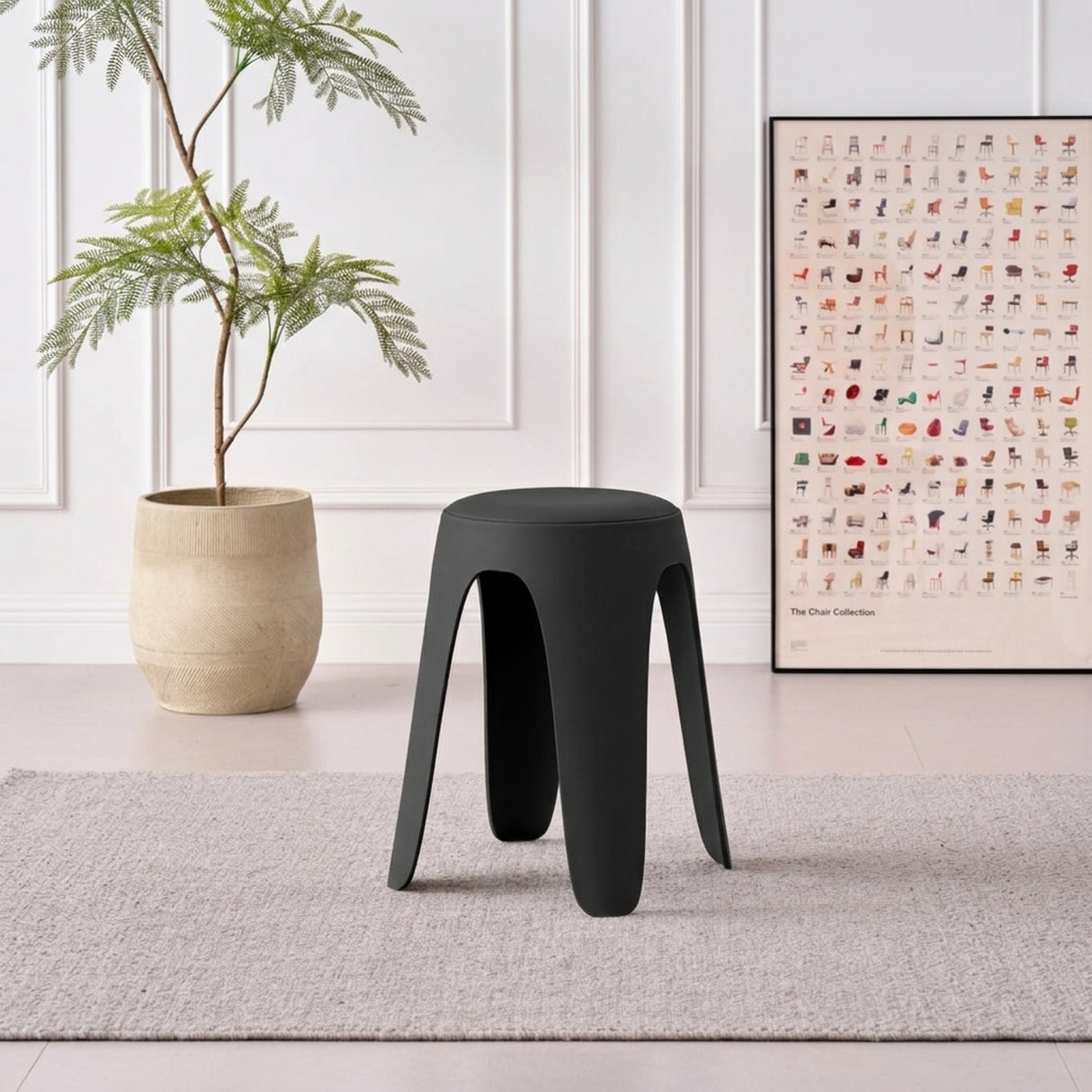 Silla para Exteriores Else Negro 34x46.5cm Apilable sin Apoya Brazos y sin Espaldar